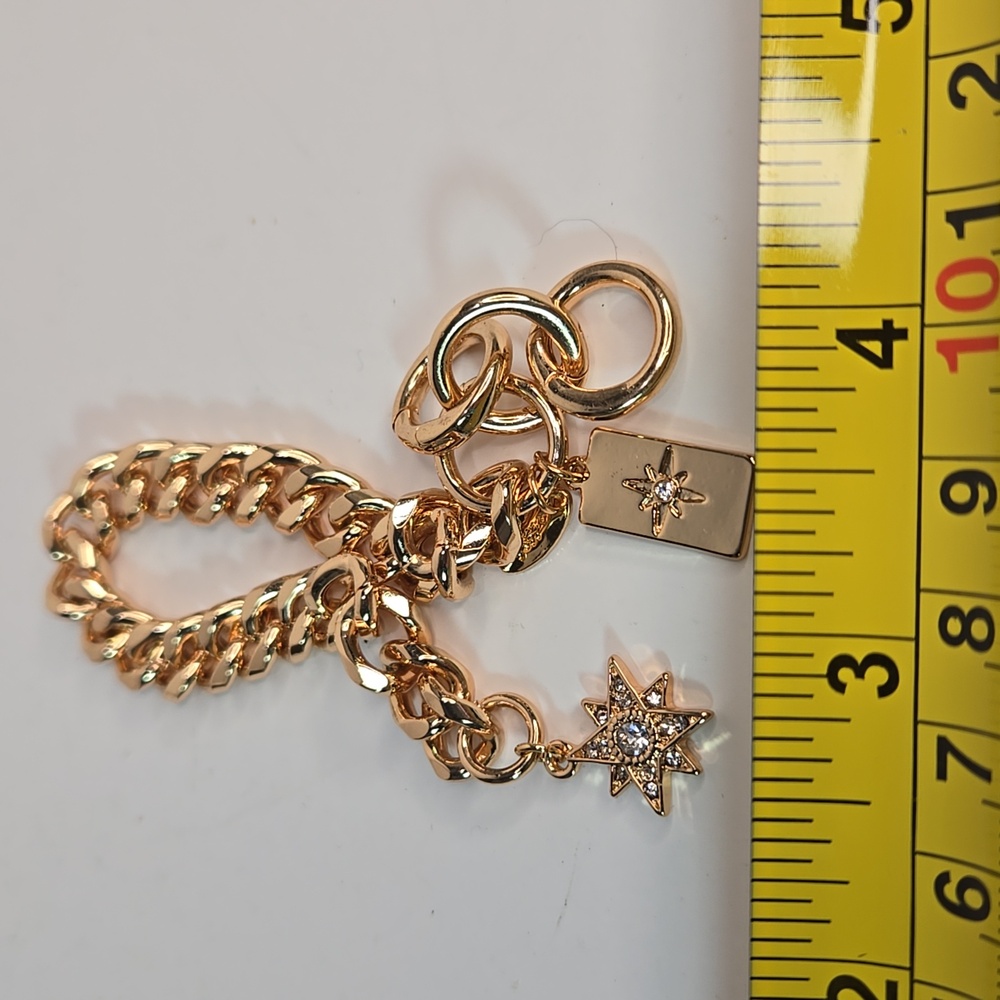 Ettika Starry Charms Gold Chain Bracelet with Star Charm Rhinestones Adjustable - Picture 10 of 11